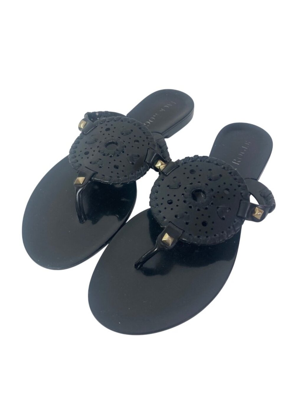 Jack Rogers Georgica Black Jelly Sandals Size 6 Flip Flops Thong Slip Ons